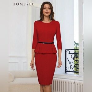 Women's Red Long Sleeve Dress